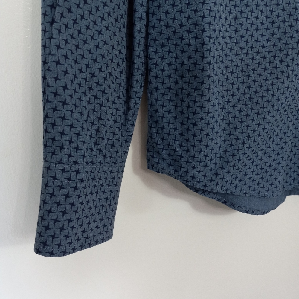 Joseph Abbound, Men's Warehouse,Blue, Deconstructed Stars Pattern Sport Shirt, M - Picture 7 of 9